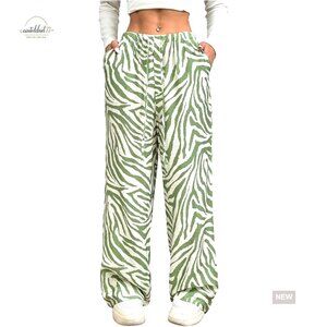 Women's Striped Wide Leg Casual Pants Oversized Drawstring Waist Baggy Trousers